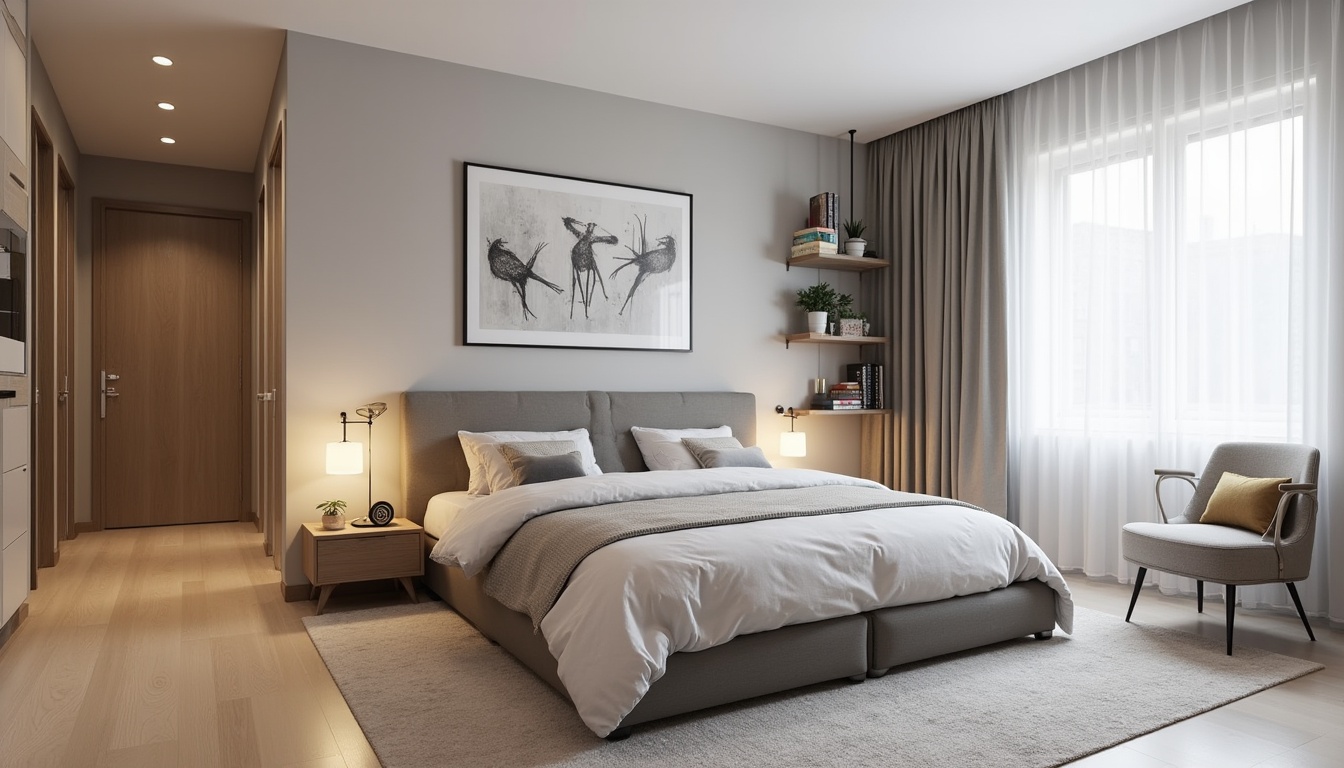 Un design interior modern pentru un apartament cu 2 camere, cu mobilier inteligent și culori deschise.